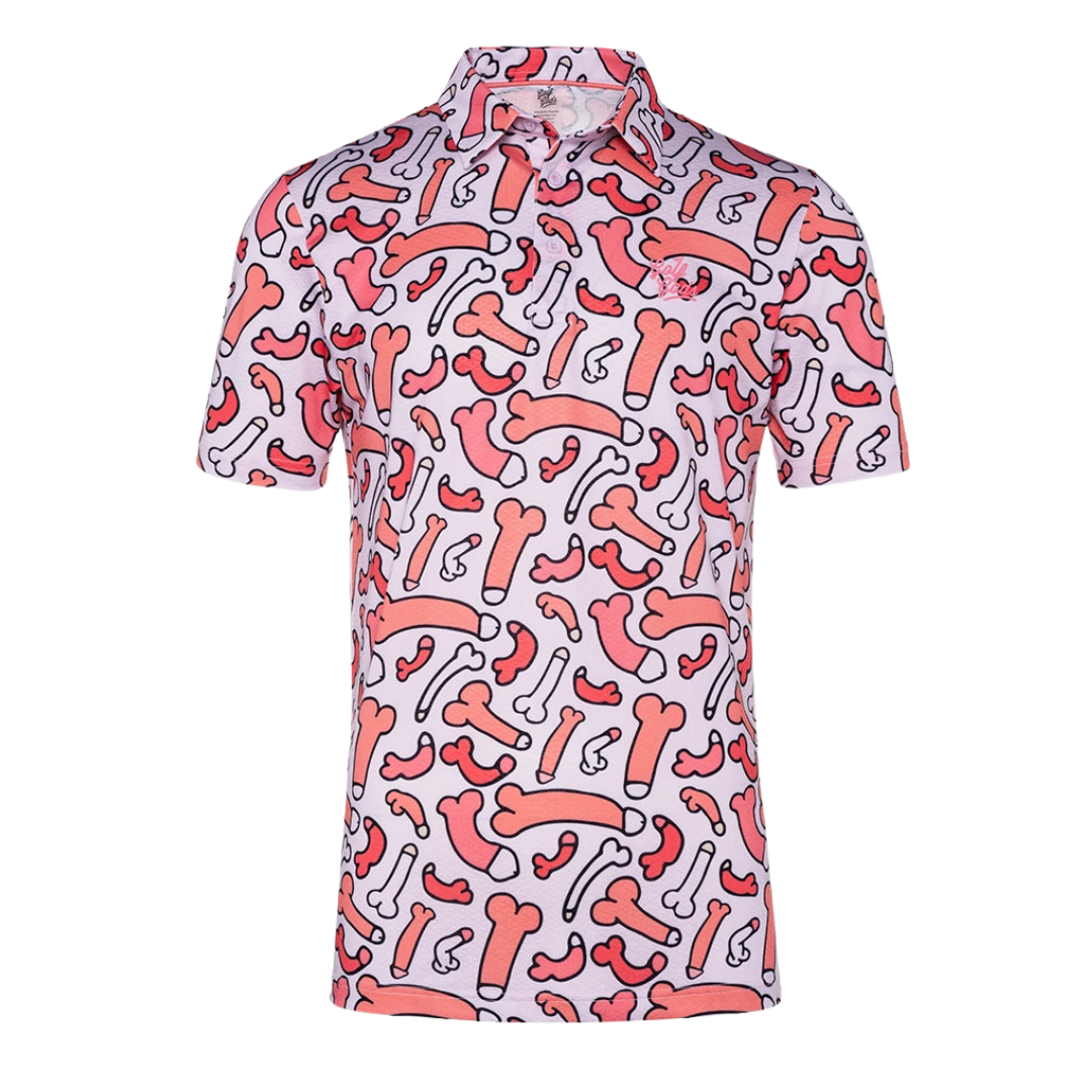 GOLF GODS - GOLF GODS Men's Ding Dong Pink Cool Tech Performance Polo - The Agora Bangkok
